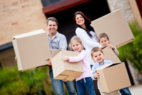 Household moving boxes prepared for removals in Sthelier